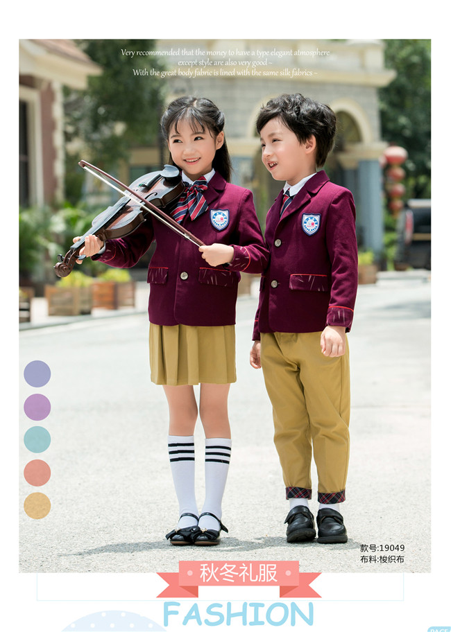 酒红色礼服，幼儿园园服高端英伦风礼服