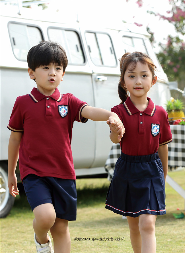 经典大气酒红款夏季幼儿园校园服