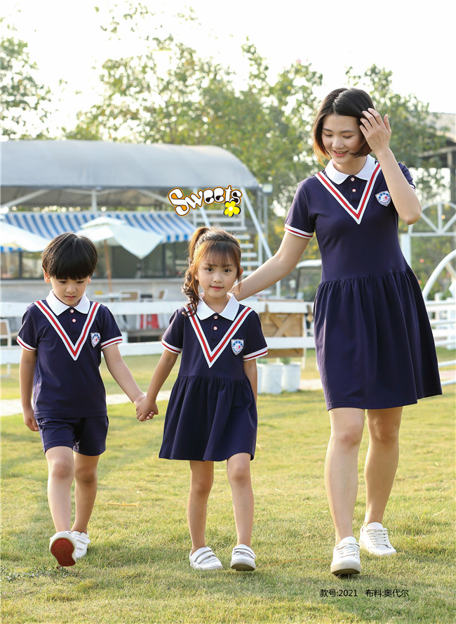 蓝色时尚假两件幼儿园中小学校园服